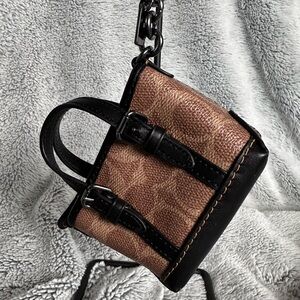 Coach Mini Warner Tote Bag Charm In Signature Canvas NWT